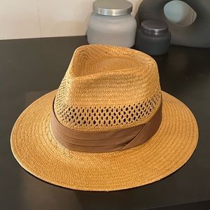 Brixton Straw Fedora in Tan/Brown Size XS